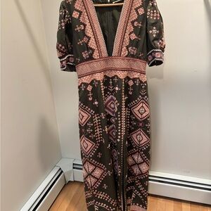 Ulla Johnson Black and Pink Geometric Maxi Dress